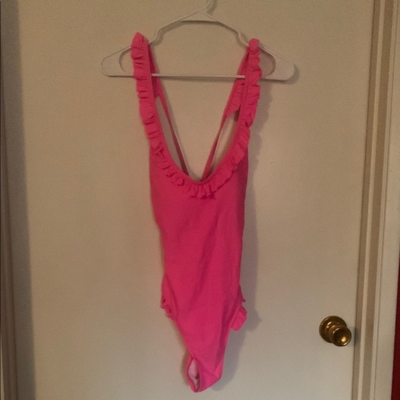 Pink Ruffled One-Piece Swimsuit - Picture 2 of 14